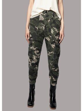 Zadig & Voltaire Womens Camouflage Cargo Pants Size S 36 Leopard Accents